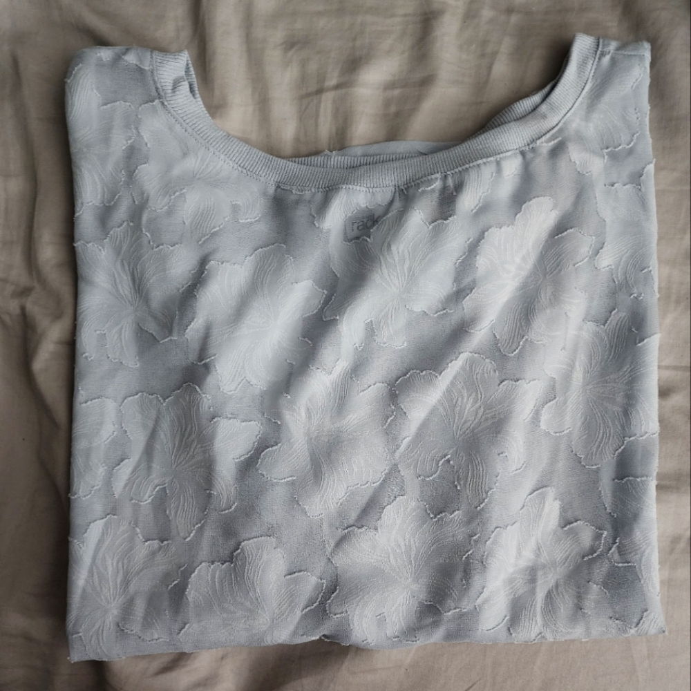 Nordstrom Rack Blue Burnout Top Women’s  Size L Large New NWT Shirt Short Sleeve